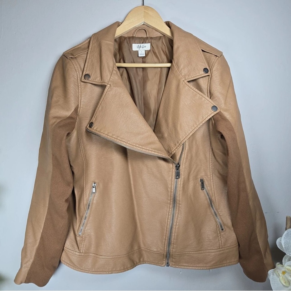 Style & Co. Camel Leather Jacket for Women